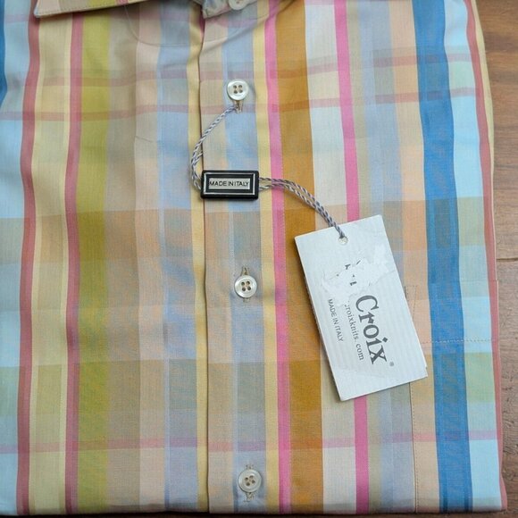 NWT $175 ST. CROIX Shirt Button Down Long Sleeve Mens L Ginger Pastel 100 Cotton - Picture 3 of 8